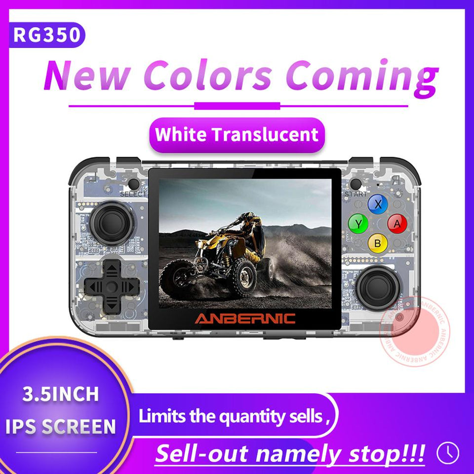 NUEVO ANBERNIC Juego retro 350 Videojuegos Actualización de consola de juegos ps1 juego 64bit opendingux 3.5 pulgadas 2500+ juegos RG350 Regalo infantil IPS