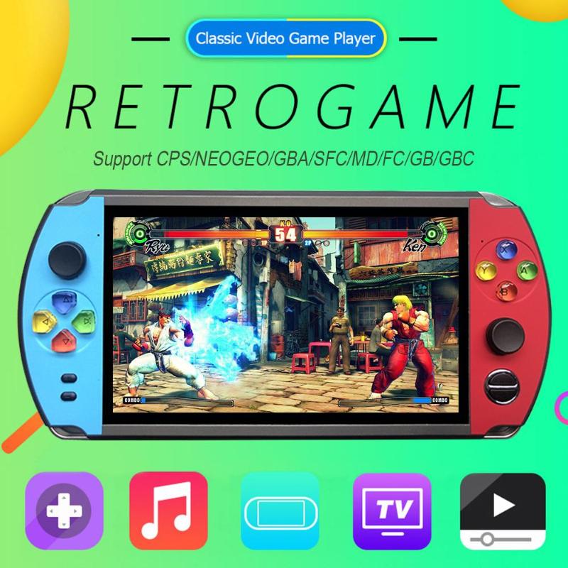 Consola de juegos retro portátil X19 Pantalla IPS de 7,0 pulgadas Pantalla integrada 1600/2500 Juegos clásicos Reproductor de videojuegos de 16 GB para juegos FC / GBA / NES