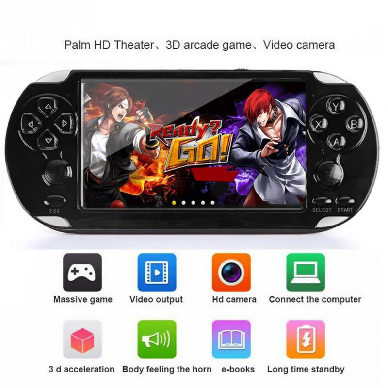 Consola de juegos portátil 4.2 "5" LCD X6 X9 plus Doble balancín 8G Reproductor de juegos retro Tarjeta de video MP5 TF para juegos GBA / NES 1000